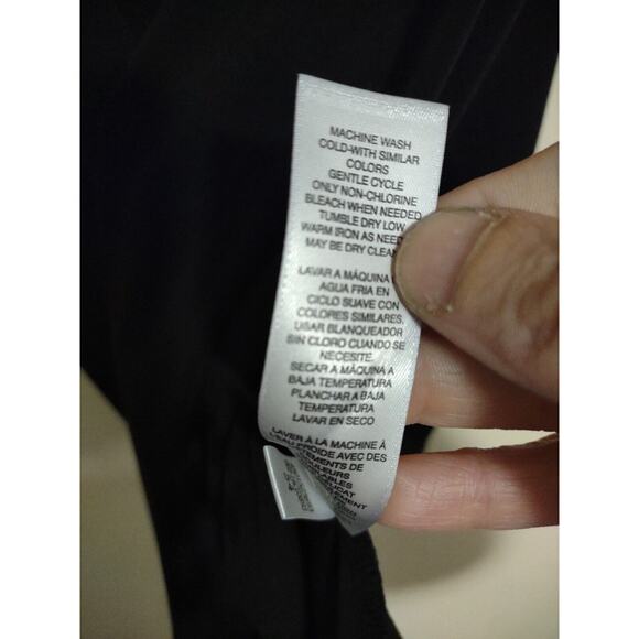 Chico's Black Asymmetrical Slinky Blouse Size Medium - Picture 6 of 7